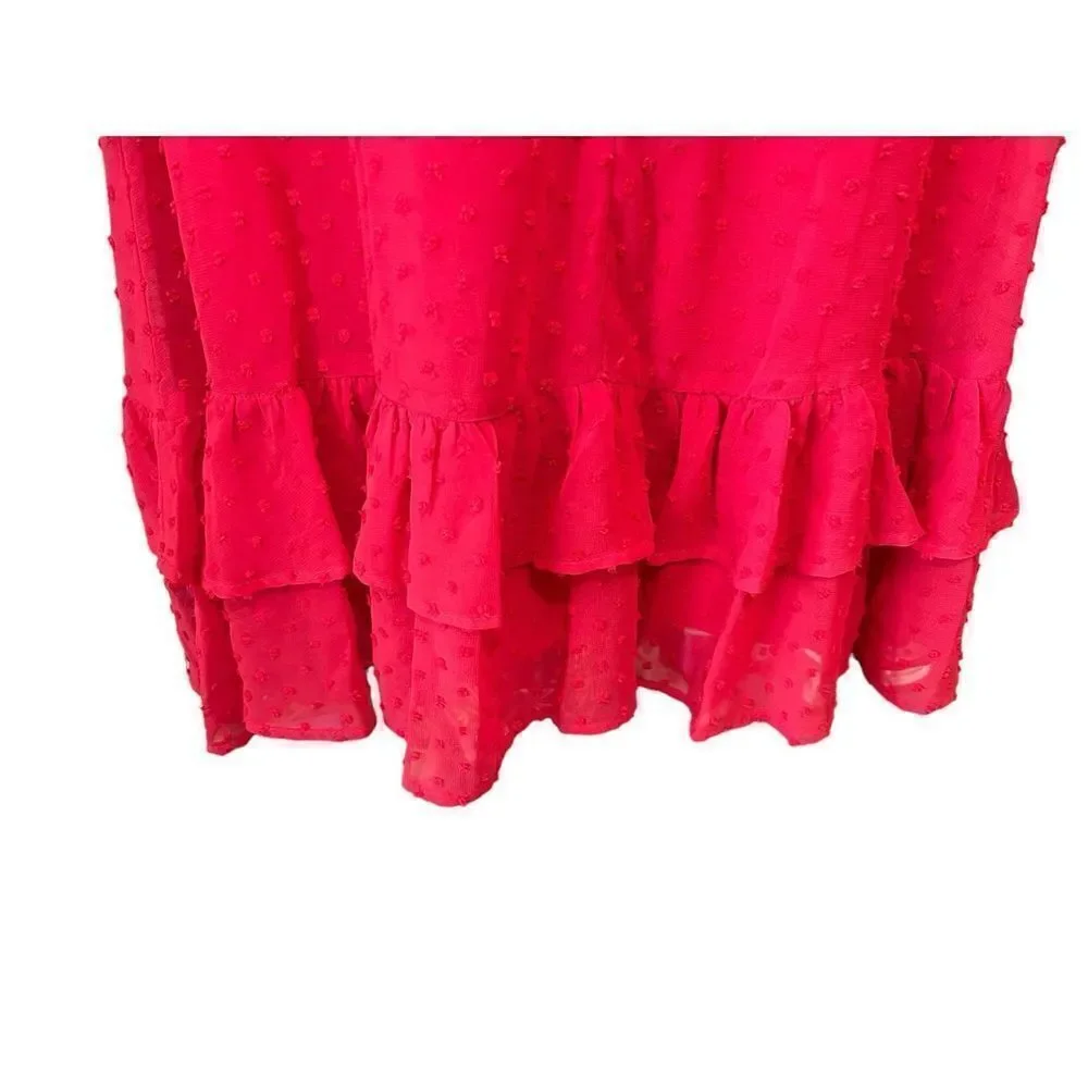 B. Darlin Puff Sleeve Sweetheart Tie Neck Red Dress Size 13/14 - Picture 3 of 5